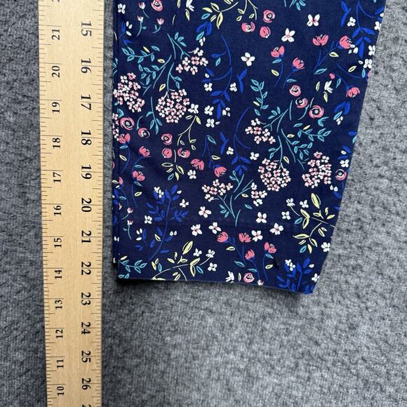 Talbots Petites Blue Floral Heritage Cropped Pants Capris Size 2P Cotton Pockets - Picture 7 of 7